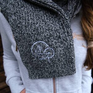 superdry grey knit scarf with GP logo