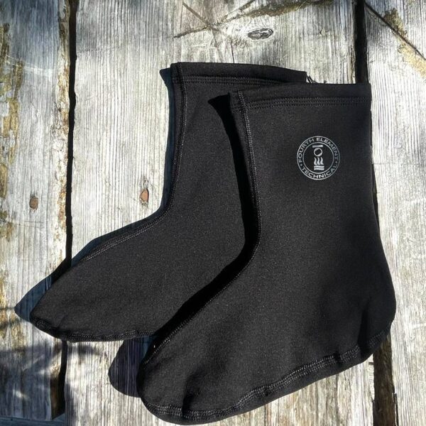 Fourth Element black dive booties, top down view
